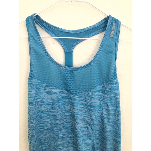 Reebok Women’s Workout Tank Top Size L Blue Racerback Activewear - Picture 3 of 6